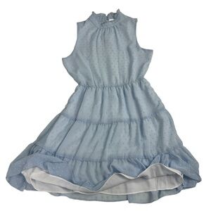 Maison Jules Light Blue Chiffon Tiered Mini Dress, S 🩵